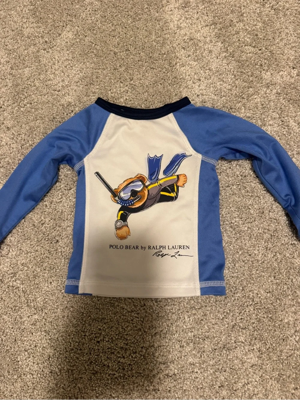 Ralph Lauren Blue & White Polo Bear Kids Rash Guard Set
